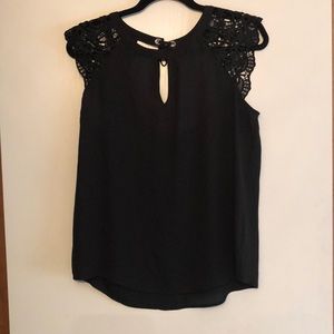 Lace detail black top